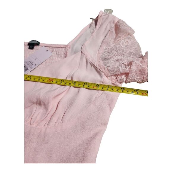 Wild Fable Pink cropped top with lace sleeves Sz Large Coquette Milkmade Cottage - Picture 3 of 6